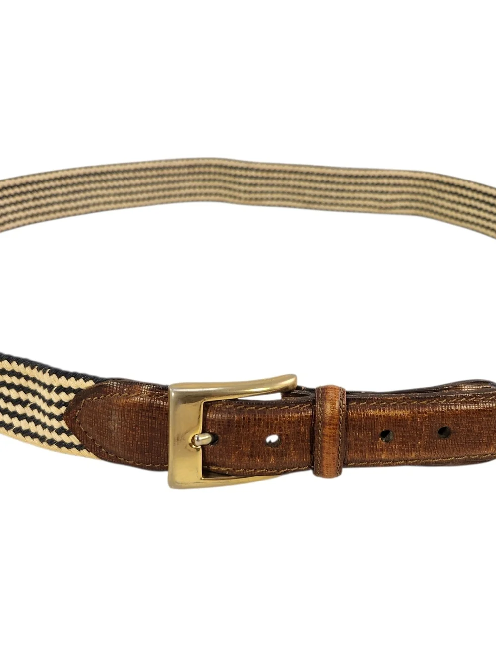 MARTIN DINGMAN  LIZARD FABRICS BROWN OFF WHITE BELT BUCKLE MEN SIZE 105/42